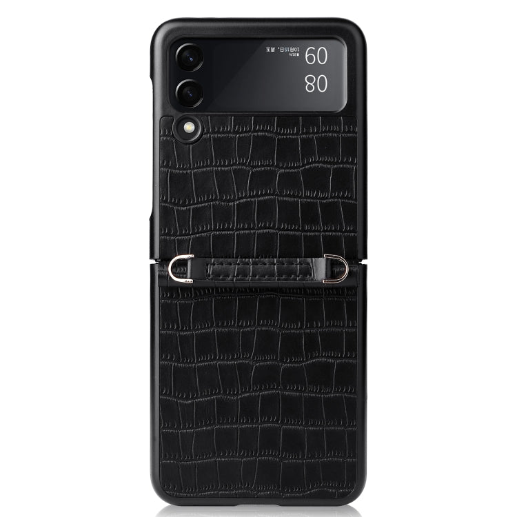 For Samsung Galaxy Z Flip3 5G Siamese Bamboo Texture Phone Case with Lanyard(Black) by buy2fix