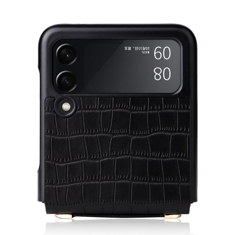 For Samsung Galaxy Z Flip3 5G Siamese Bamboo Texture Phone Case with Lanyard(Black) by buy2fix