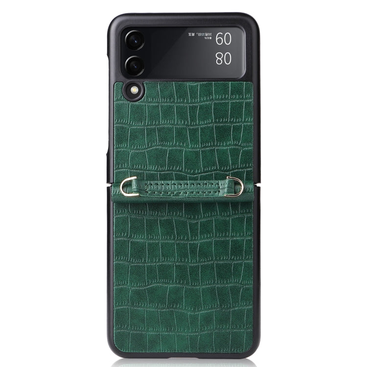 For Samsung Galaxy Z Flip3 5G Siamese Bamboo Texture Phone Case with Lanyard(Green) by buy2fix