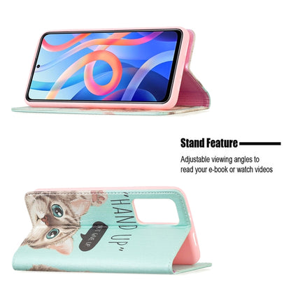 For Xiaomi Redmi Note 11 5G Colored Drawing Invisible Magnetic PU Leather Phone Case(Cat) - Xiaomi Cases by buy2fix | Online Shopping UK | buy2fix