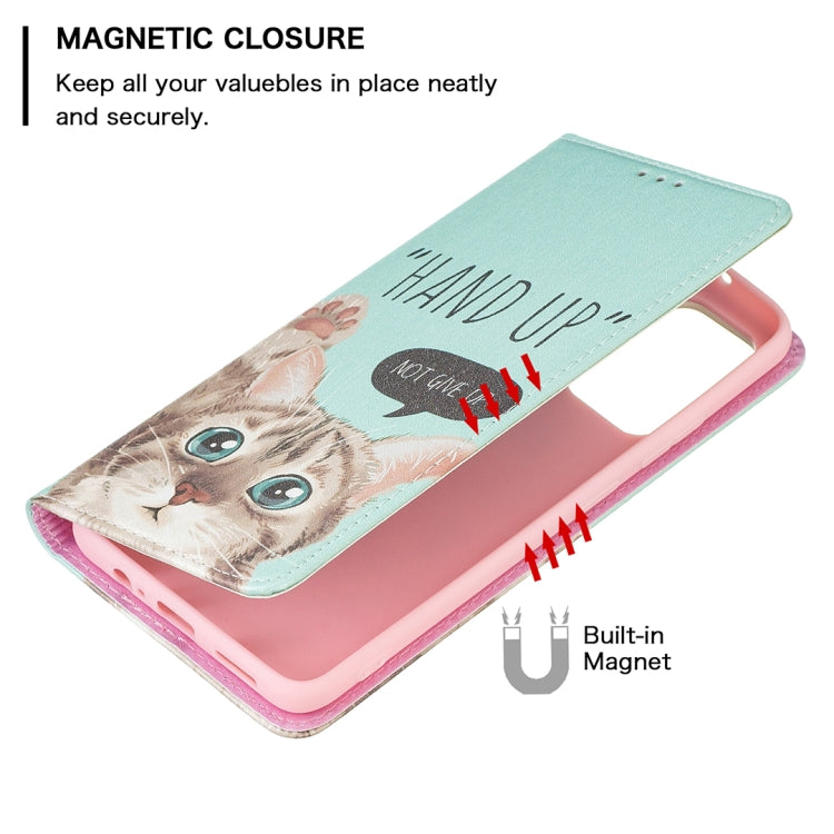 For Xiaomi Redmi Note 11 5G Colored Drawing Invisible Magnetic PU Leather Phone Case(Cat) - Xiaomi Cases by buy2fix | Online Shopping UK | buy2fix