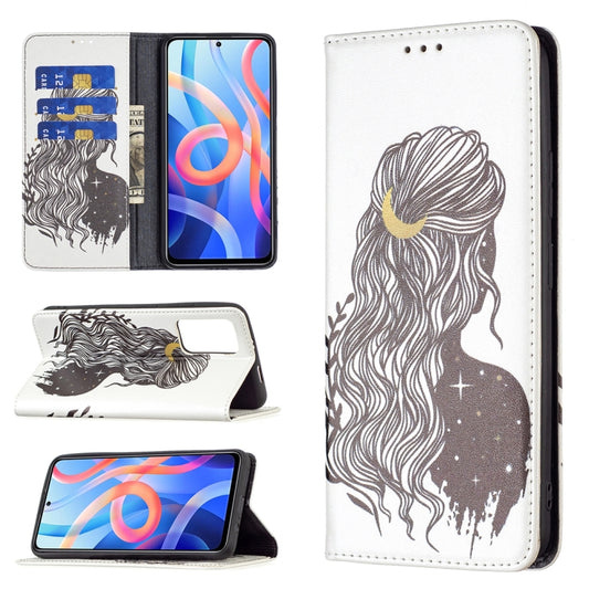 For Xiaomi Redmi Note 11 5G Colored Drawing Invisible Magnetic PU Leather Phone Case(Girl) - Xiaomi Cases by buy2fix | Online Shopping UK | buy2fix