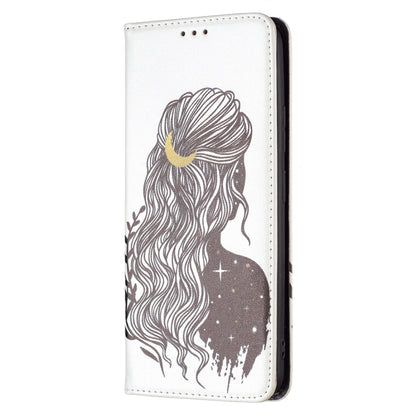 For Xiaomi Redmi Note 11 5G Colored Drawing Invisible Magnetic PU Leather Phone Case(Girl) - Xiaomi Cases by buy2fix | Online Shopping UK | buy2fix