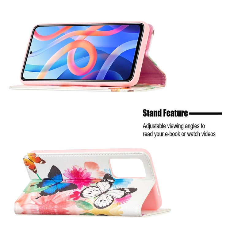 For Xiaomi Redmi Note 11 5G Colored Drawing Invisible Magnetic PU Leather Phone Case(Two Butterflies) - Xiaomi Cases by buy2fix | Online Shopping UK | buy2fix