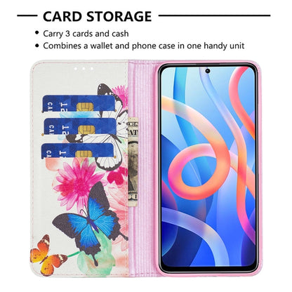 For Xiaomi Redmi Note 11 5G Colored Drawing Invisible Magnetic PU Leather Phone Case(Two Butterflies) - Xiaomi Cases by buy2fix | Online Shopping UK | buy2fix