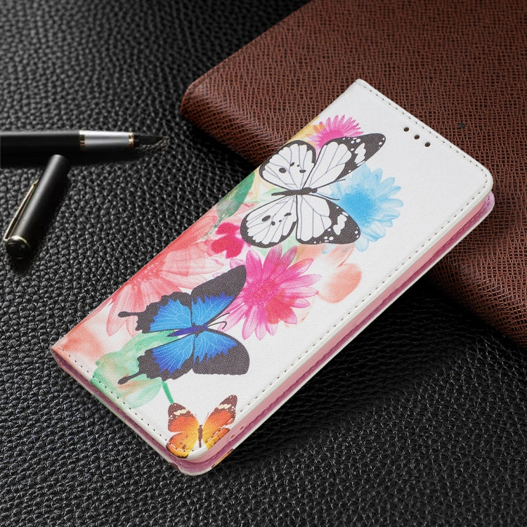 For Xiaomi Redmi Note 11 5G Colored Drawing Invisible Magnetic PU Leather Phone Case(Two Butterflies) - Xiaomi Cases by buy2fix | Online Shopping UK | buy2fix
