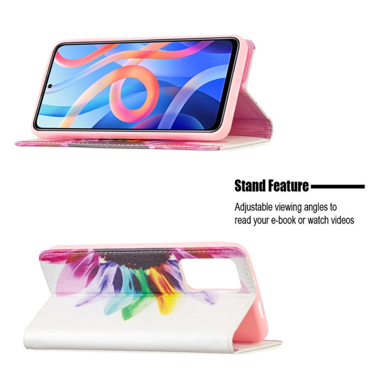 For Xiaomi Redmi Note 11 5G Colored Drawing Invisible Magnetic PU Leather Phone Case(Sun Flower) - Xiaomi Cases by buy2fix | Online Shopping UK | buy2fix