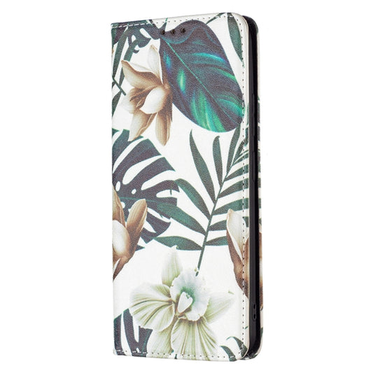 For Xiaomi Redmi Note 11 5G Colored Drawing Invisible Magnetic PU Leather Phone Case(Red Leaves) - Xiaomi Cases by buy2fix | Online Shopping UK | buy2fix