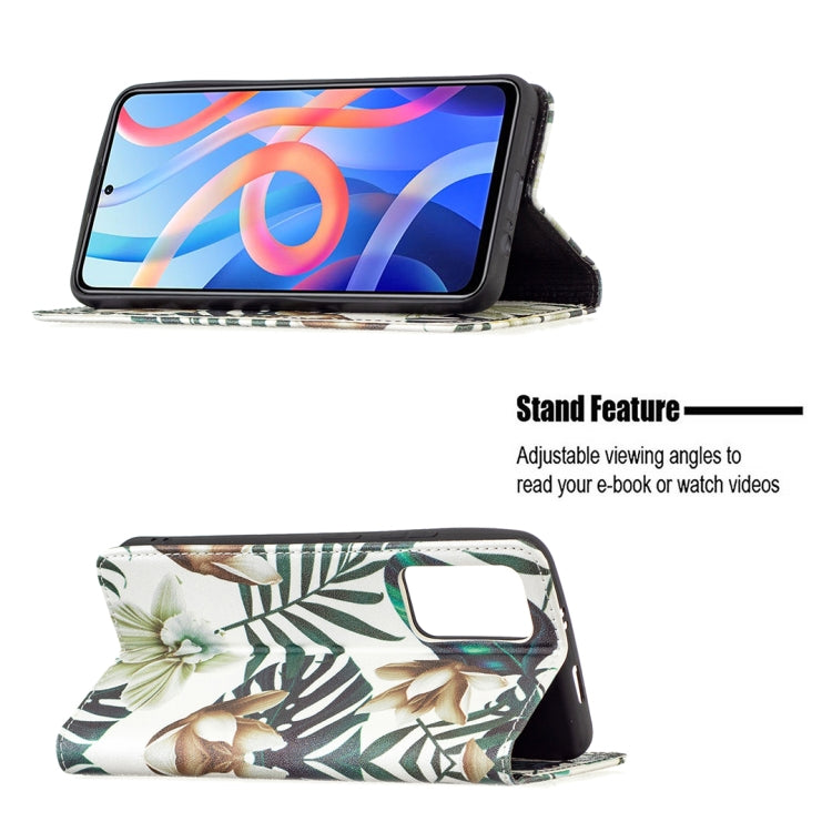 For Xiaomi Redmi Note 11 5G Colored Drawing Invisible Magnetic PU Leather Phone Case(Red Leaves) - Xiaomi Cases by buy2fix | Online Shopping UK | buy2fix