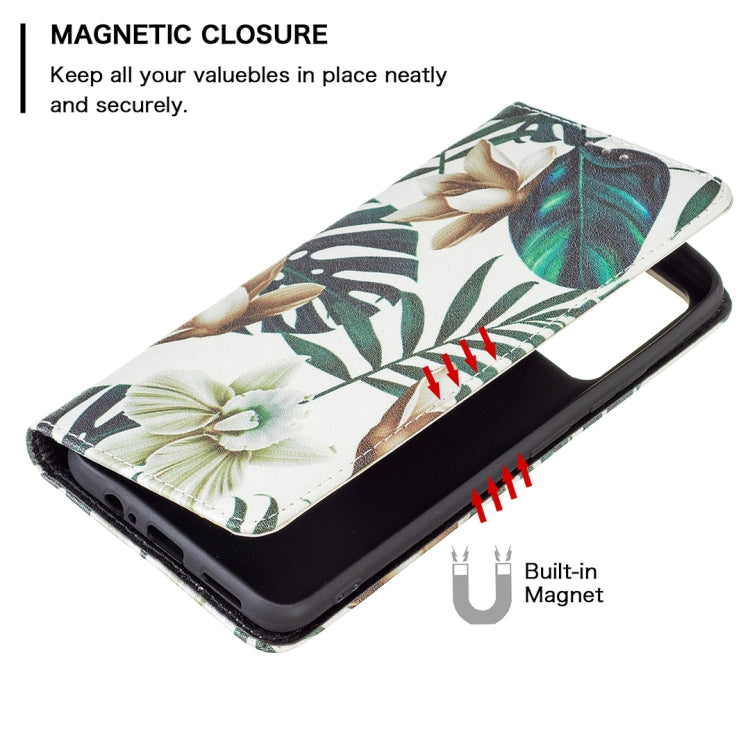 For Xiaomi Redmi Note 11 5G Colored Drawing Invisible Magnetic PU Leather Phone Case(Red Leaves) - Xiaomi Cases by buy2fix | Online Shopping UK | buy2fix