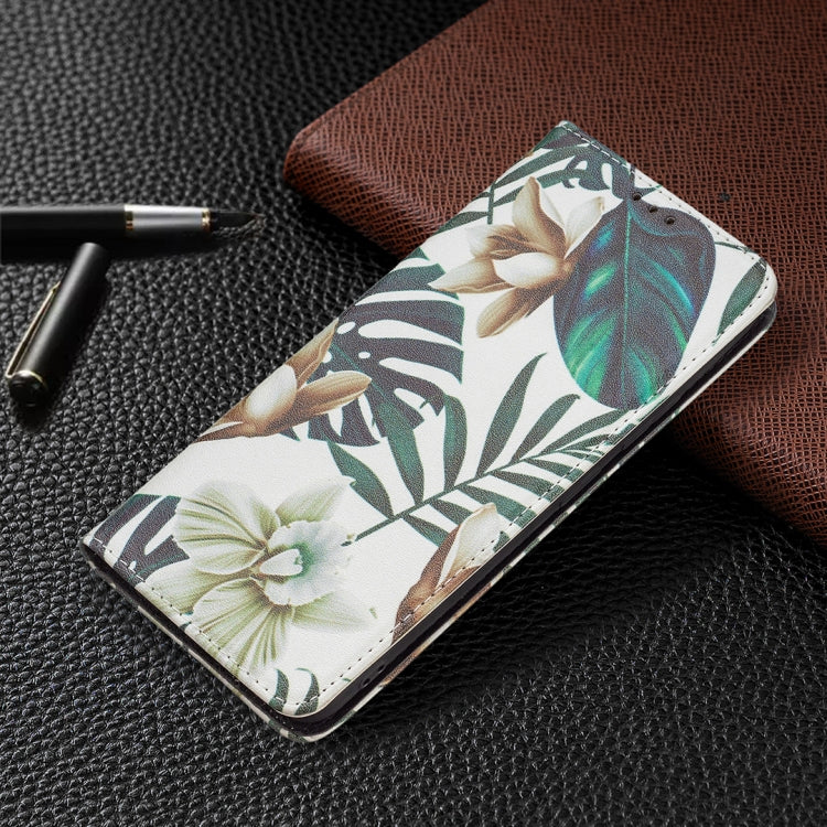 For Xiaomi Redmi Note 11 5G Colored Drawing Invisible Magnetic PU Leather Phone Case(Red Leaves) - Xiaomi Cases by buy2fix | Online Shopping UK | buy2fix