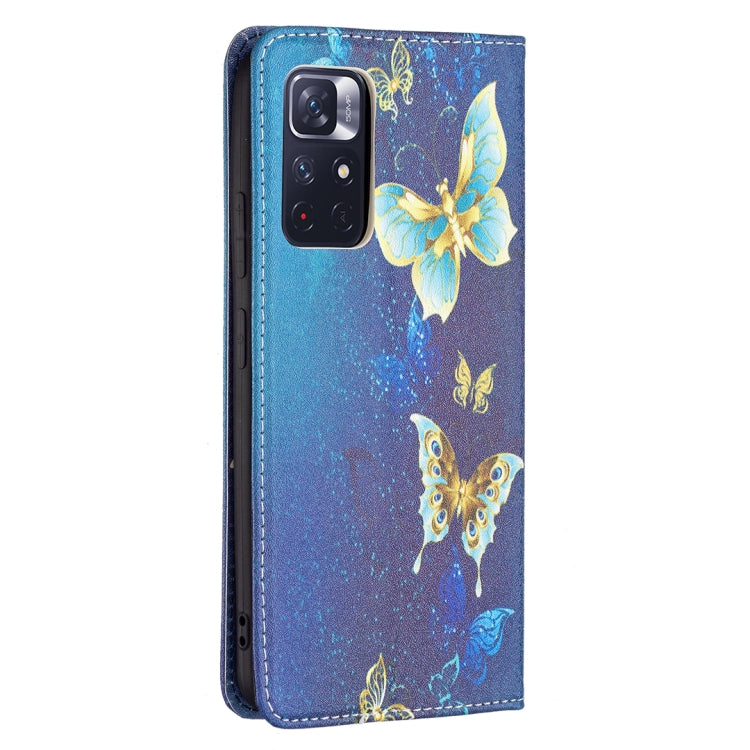 For Xiaomi Redmi Note 11 5G Colored Drawing Invisible Magnetic PU Leather Phone Case(Kingdee) - Xiaomi Cases by buy2fix | Online Shopping UK | buy2fix