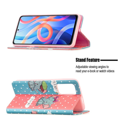For Xiaomi Redmi Note 11 5G Colored Drawing Invisible Magnetic PU Leather Phone Case(Elephant) - Xiaomi Cases by buy2fix | Online Shopping UK | buy2fix