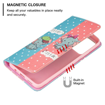For Xiaomi Redmi Note 11 5G Colored Drawing Invisible Magnetic PU Leather Phone Case(Elephant) - Xiaomi Cases by buy2fix | Online Shopping UK | buy2fix