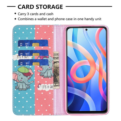 For Xiaomi Redmi Note 11 5G Colored Drawing Invisible Magnetic PU Leather Phone Case(Elephant) - Xiaomi Cases by buy2fix | Online Shopping UK | buy2fix