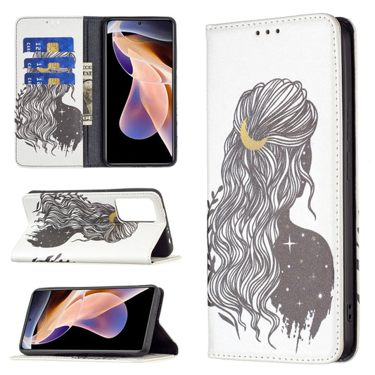 For Xiaomi Redmi Note 11 Pro 5G / 11 Pro+ 5G Colored Drawing Pattern Invisible Magnetic Leather Phone Case(Girl) - Xiaomi Cases by buy2fix | Online Shopping UK | buy2fix