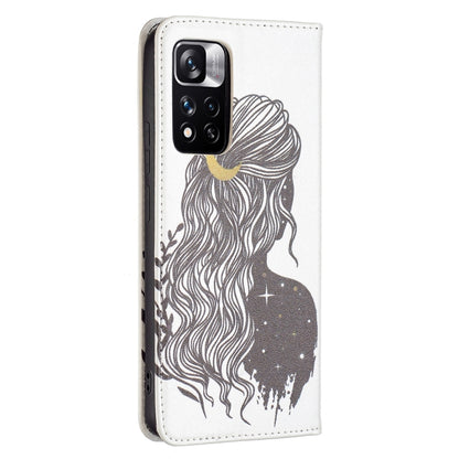 For Xiaomi Redmi Note 11 Pro 5G / 11 Pro+ 5G Colored Drawing Pattern Invisible Magnetic Leather Phone Case(Girl) - Xiaomi Cases by buy2fix | Online Shopping UK | buy2fix