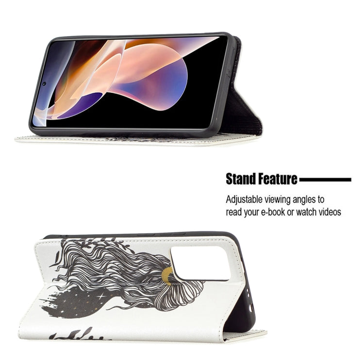 For Xiaomi Redmi Note 11 Pro 5G / 11 Pro+ 5G Colored Drawing Pattern Invisible Magnetic Leather Phone Case(Girl) - Xiaomi Cases by buy2fix | Online Shopping UK | buy2fix