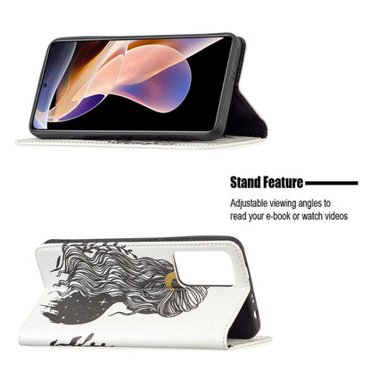 For Xiaomi Redmi Note 11 Pro 5G / 11 Pro+ 5G Colored Drawing Pattern Invisible Magnetic Leather Phone Case(Girl) - Xiaomi Cases by buy2fix | Online Shopping UK | buy2fix