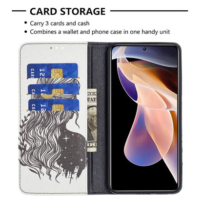 For Xiaomi Redmi Note 11 Pro 5G / 11 Pro+ 5G Colored Drawing Pattern Invisible Magnetic Leather Phone Case(Girl) - Xiaomi Cases by buy2fix | Online Shopping UK | buy2fix