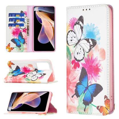 For Xiaomi Redmi Note 11 Pro 5G / 11 Pro+ 5G Colored Drawing Pattern Invisible Magnetic Leather Case(Two Butterflies) - Xiaomi Cases by buy2fix | Online Shopping UK | buy2fix