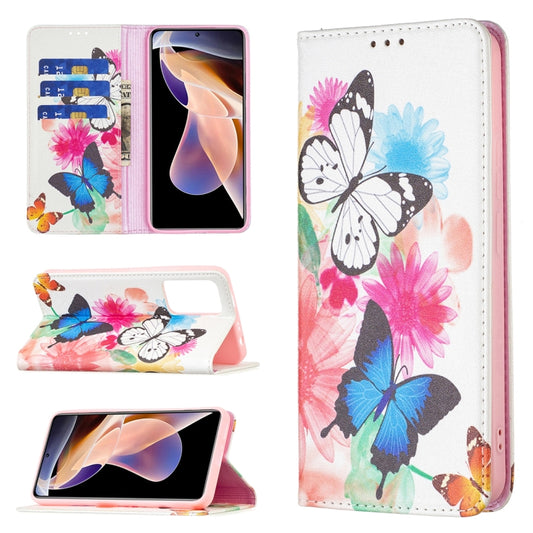 For Xiaomi Redmi Note 11 Pro 5G / 11 Pro+ 5G Colored Drawing Pattern Invisible Magnetic Leather Case(Two Butterflies) - Xiaomi Cases by buy2fix | Online Shopping UK | buy2fix