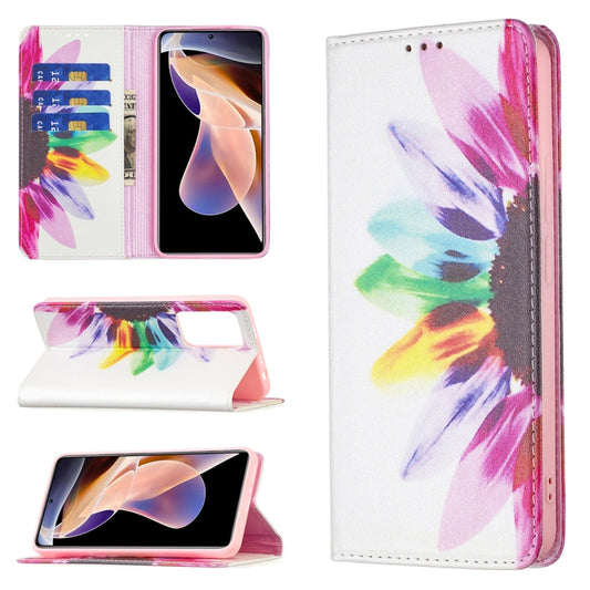For Xiaomi Redmi Note 11 Pro 5G / 11 Pro+ 5G Colored Drawing Pattern Invisible Magnetic Leather Phone Case(Sun Flower) - Xiaomi Cases by buy2fix | Online Shopping UK | buy2fix