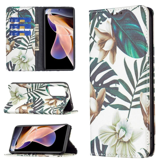 For Xiaomi Redmi Note 11 Pro 5G / 11 Pro+ 5G Colored Drawing Pattern Invisible Magnetic Leather Phone Case(Red Leaves) - Xiaomi Cases by buy2fix | Online Shopping UK | buy2fix