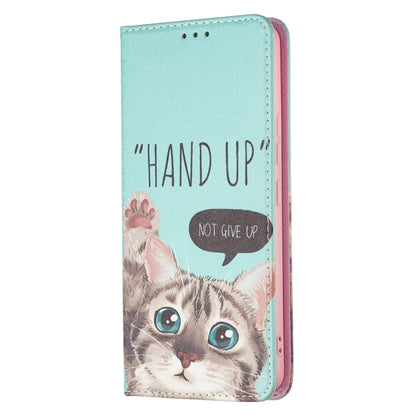For Samsung Galaxy A53 5G Colored Drawing Pattern Invisible Magnetic PU Leather Phone Case(Cat) by buy2fix