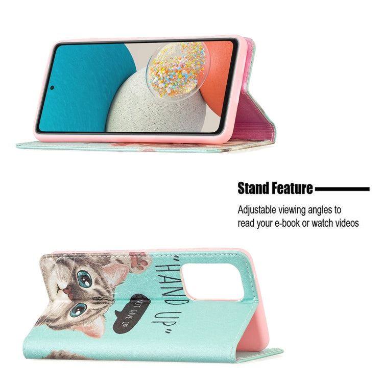 For Samsung Galaxy A53 5G Colored Drawing Pattern Invisible Magnetic PU Leather Phone Case(Cat) by buy2fix
