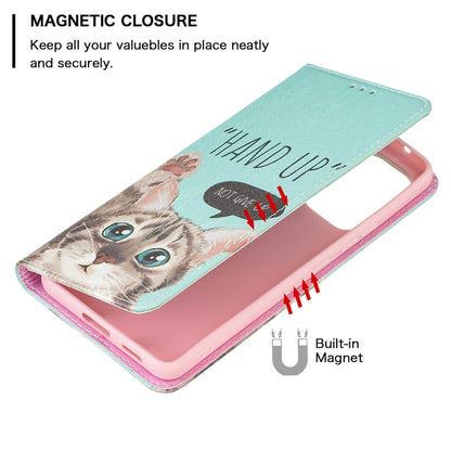 For Samsung Galaxy A53 5G Colored Drawing Pattern Invisible Magnetic PU Leather Phone Case(Cat) by buy2fix
