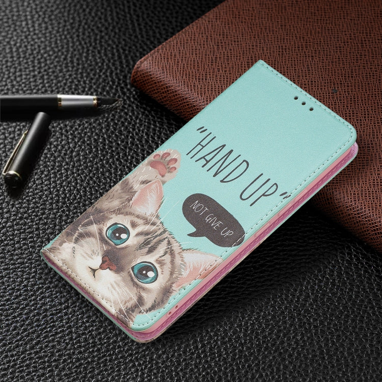 For Samsung Galaxy A53 5G Colored Drawing Pattern Invisible Magnetic PU Leather Phone Case(Cat) by buy2fix