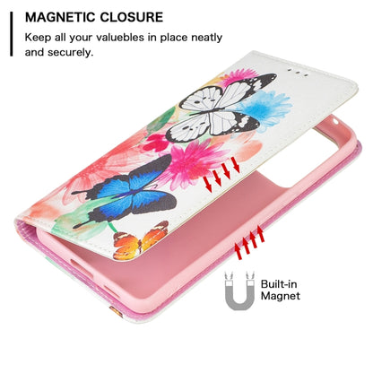 For Samsung Galaxy A53 5G Colored Drawing Pattern Invisible Magnetic PU Leather Phone Case(Two Butterflies) by buy2fix