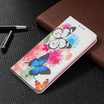 For Samsung Galaxy A53 5G Colored Drawing Pattern Invisible Magnetic PU Leather Phone Case(Two Butterflies) by buy2fix