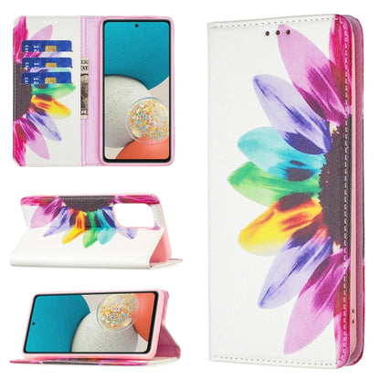 For Samsung Galaxy A53 5G Colored Drawing Pattern Invisible Magnetic PU Leather Phone Case(Sun Flower) by buy2fix