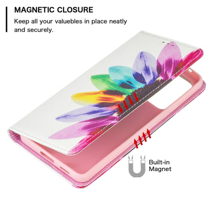 For Samsung Galaxy A53 5G Colored Drawing Pattern Invisible Magnetic PU Leather Phone Case(Sun Flower) by buy2fix