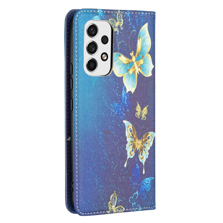 For Samsung Galaxy A53 5G Colored Drawing Pattern Invisible Magnetic PU Leather Phone Case(Kingdee) by buy2fix