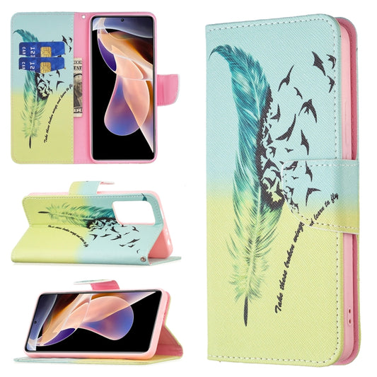 For Xiaomi Redmi Note 11 Pro / 11 Pro+ Colored Drawing Pattern Leather Phone Case(Feather) - Xiaomi Cases by buy2fix | Online Shopping UK | buy2fix