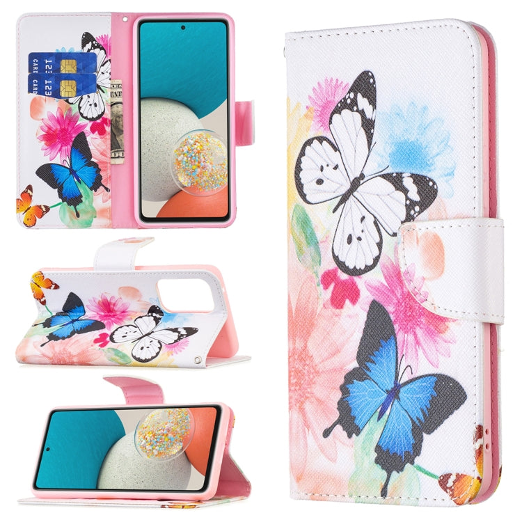 For Samsung Galaxy A53 5G Colored Drawing Pattern Leather Phone Case(Butterflies) by buy2fix