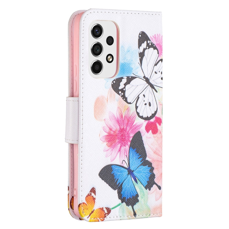 For Samsung Galaxy A53 5G Colored Drawing Pattern Leather Phone Case(Butterflies) by buy2fix