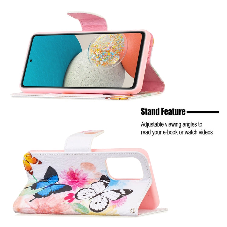 For Samsung Galaxy A53 5G Colored Drawing Pattern Leather Phone Case(Butterflies) by buy2fix