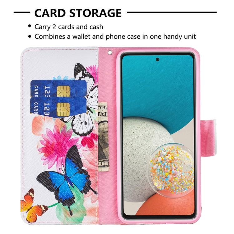 For Samsung Galaxy A53 5G Colored Drawing Pattern Leather Phone Case(Butterflies) by buy2fix