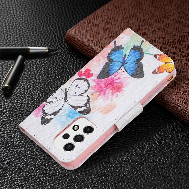 For Samsung Galaxy A53 5G Colored Drawing Pattern Leather Phone Case(Butterflies) by buy2fix