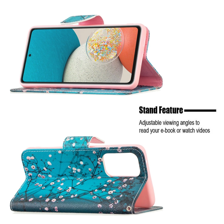 For Samsung Galaxy A53 5G Colored Drawing Pattern Leather Phone Case(Plum Blossom) by buy2fix