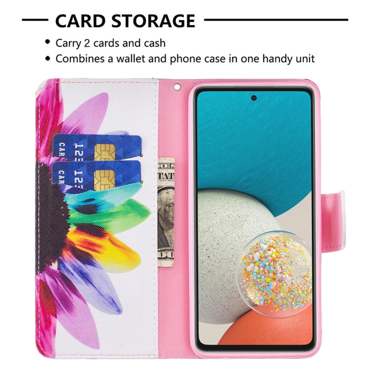For Samsung Galaxy A53 5G Colored Drawing Pattern Leather Phone Case(Sun Flower) by buy2fix
