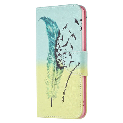 For Samsung Galaxy A53 5G Colored Drawing Pattern Leather Phone Case(Feather) by buy2fix