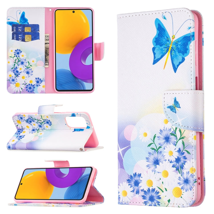 For Samsung Galaxy M52 5G Colored Drawing Pattern Leather Phone Case(Butterfly Love) by buy2fix