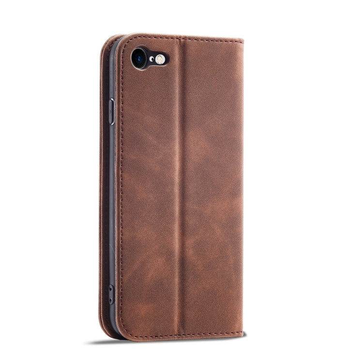 For iPhone SE 2022 / SE 2020 / 8 / 7 Magnetic Dual-fold Leather Case(Coffee) - iPhone SE 2022 / 2020 / 8 / 7 Cases by buy2fix | Online Shopping UK | buy2fix