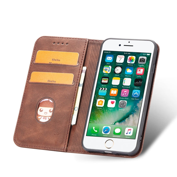 For iPhone SE 2022 / SE 2020 / 8 / 7 Magnetic Dual-fold Leather Case(Coffee) - iPhone SE 2022 / 2020 / 8 / 7 Cases by buy2fix | Online Shopping UK | buy2fix