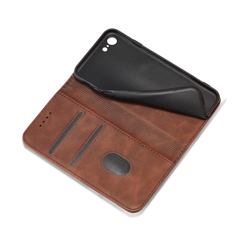 For iPhone SE 2022 / SE 2020 / 8 / 7 Magnetic Dual-fold Leather Case(Coffee) - iPhone SE 2022 / 2020 / 8 / 7 Cases by buy2fix | Online Shopping UK | buy2fix